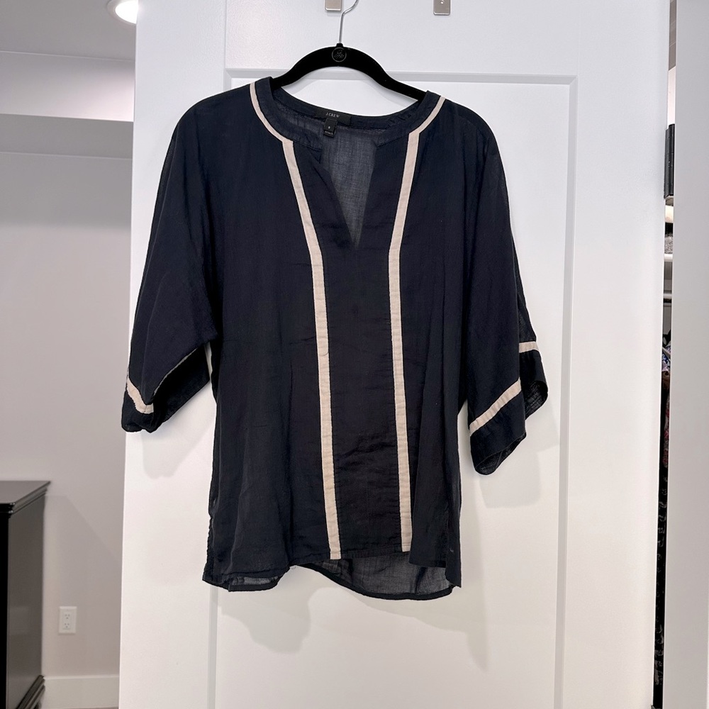 J CREW NAVY TAN SHIRT - 8